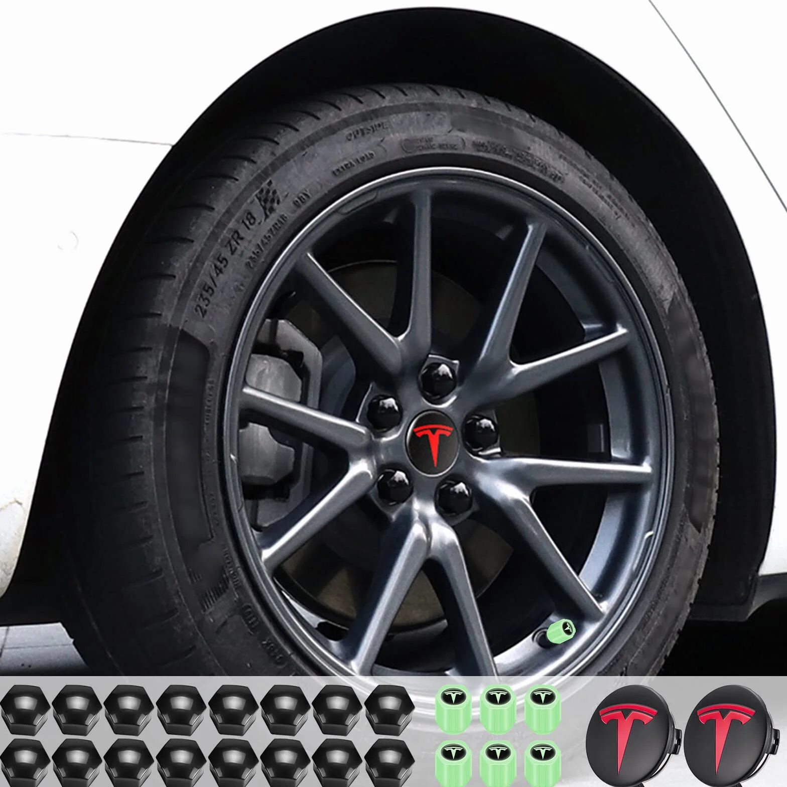 Kit de Tapas de Rueda con Logotipo Plateado para Modelos 3, Y, S, X - Cubo Tesla