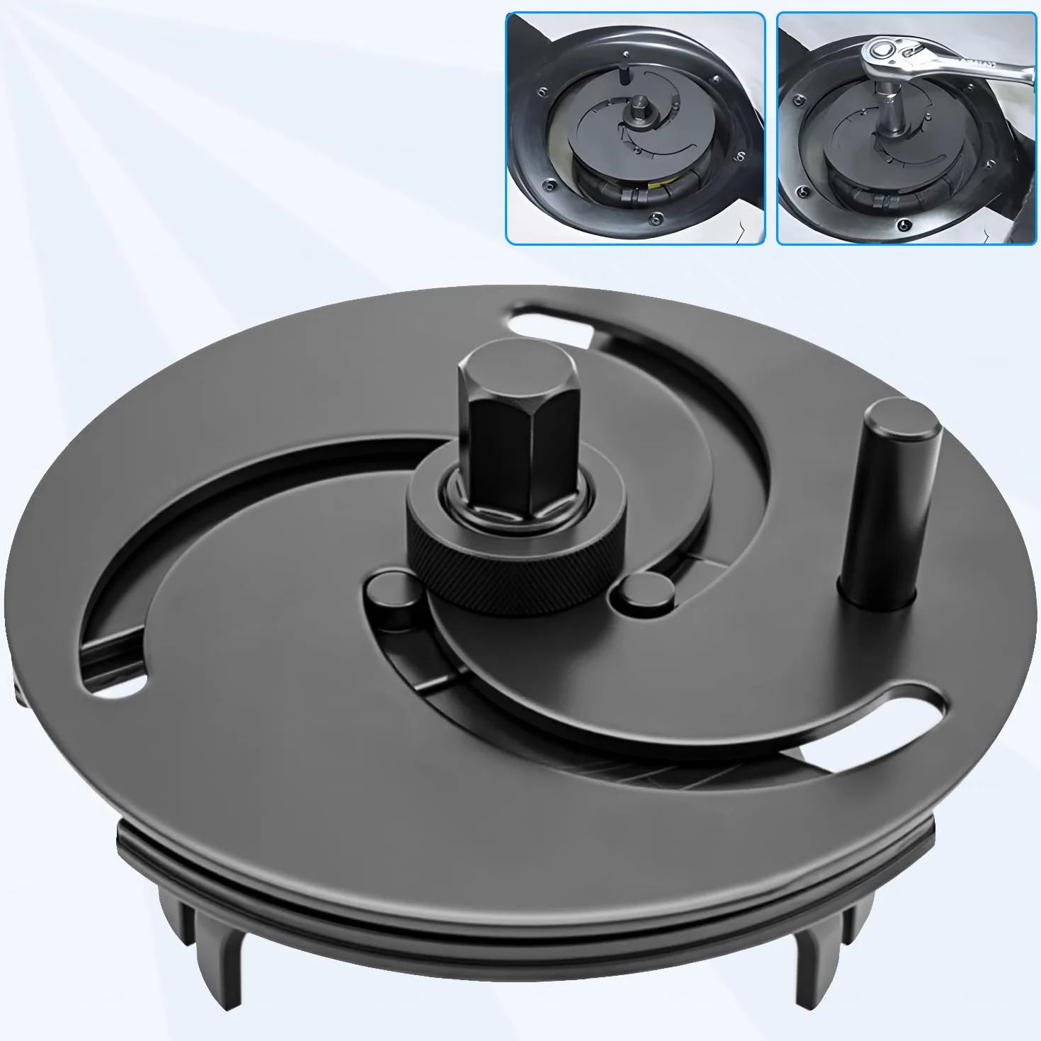 ZKTOOL Llave universal para tapa de depósito de combustible, llave de tapa de depósito de combustible ajustable de 3 mandíbulas, herramienta de extracción de tapa de bomba de combustible, 87 mm a 170