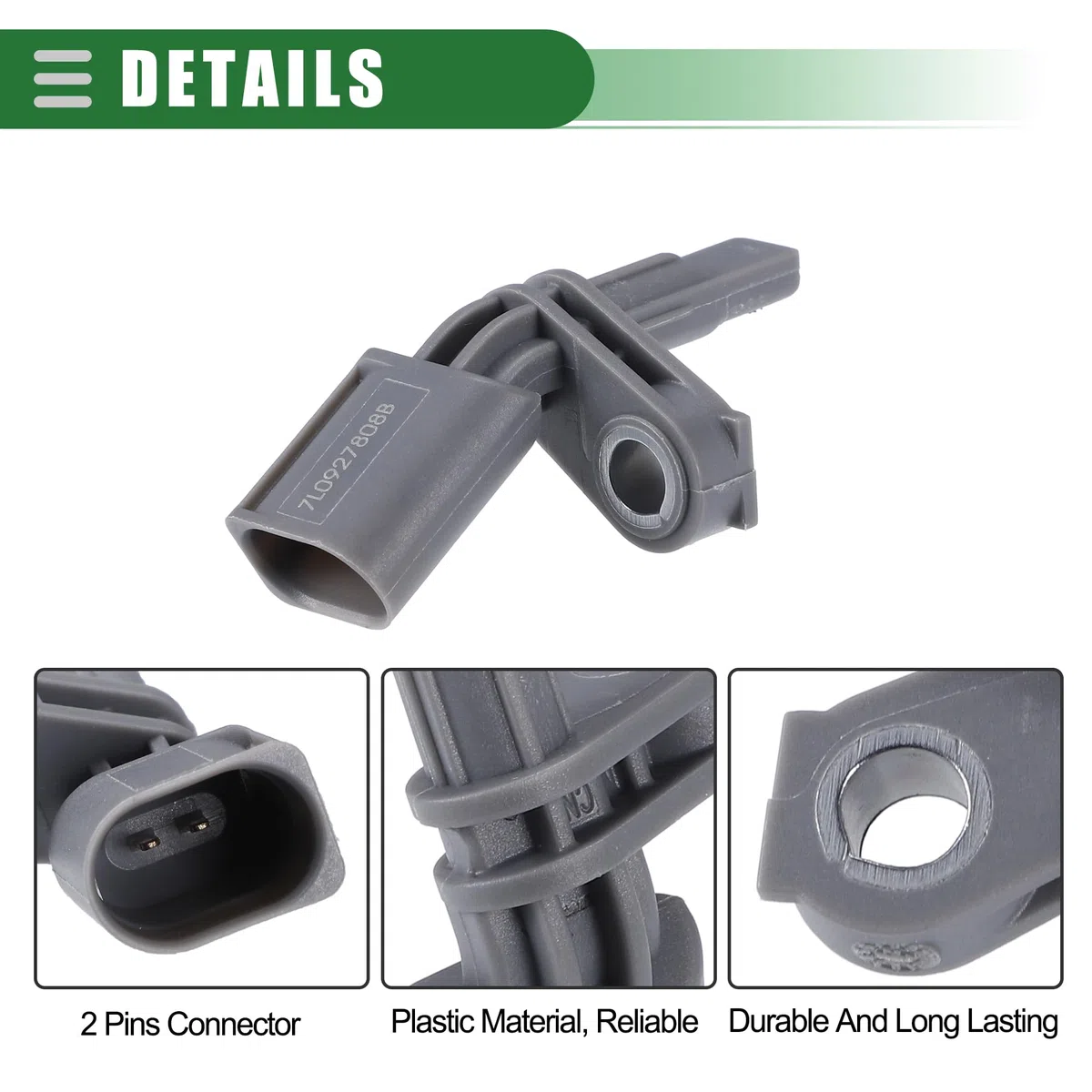 A ABSOPRO Abs Sensor Velocidad para Audi Q7 4Lb SUV 2006-2015 1Pc | Color Gris, Material Abs, Metal, Tamaño 6.5X3.5X1.5 Cm, No.Oe 7L0927808A, Para Skoda Octavia 04-13, Para Vw Touareg 02-10