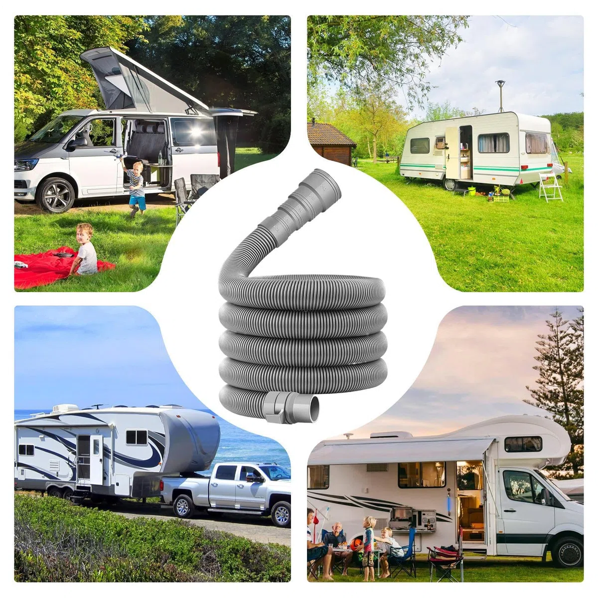 Manguera para Fosa Séptica - Conducto De Desagüe Para Caravanas | Tubo Plegable Ajustable para Vehículo de Camping, Acampada y Vacaciones al Aire Libre