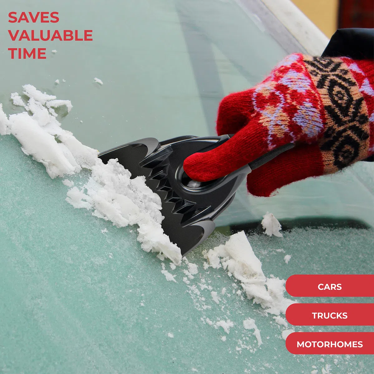 GADLANE Rascador Hielo Coche - Juego de 2 Quitahielos Parabrisas Raspadores de Hielo de Mango Largo Antiarañazos de 9.5 Pulgadas, Rascador de Hielo para Luna de Coche para Las Heladas y Hielo