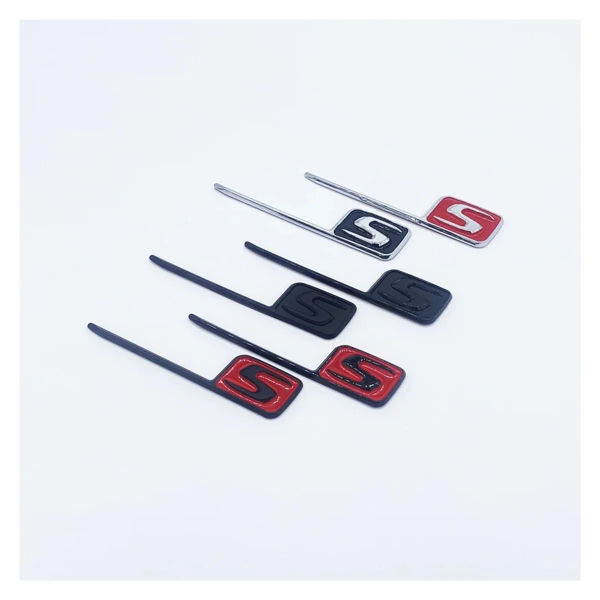 Emblema de Insignia ABS S for Maletero de Coche, Pegatinas aptas for Mercedes Benz AMG S AMG E63S C63S GLC63S GLE63S GLS63S GTS GT43S GTR GT53 GT50 CLA45S(Glossyblack Red Smal)