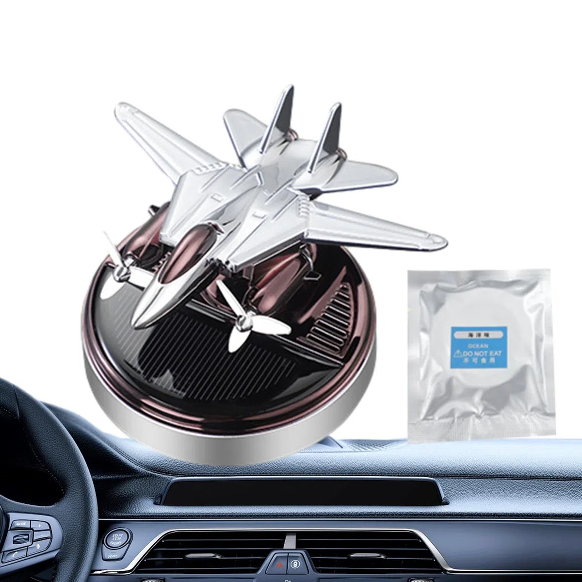 Ambientador de coche con energía solar, difusor de aromaterapia solar giratorio para aviones, difusor de aceite natural para desodorización y alivio de la fatiga para el coche y el hogar