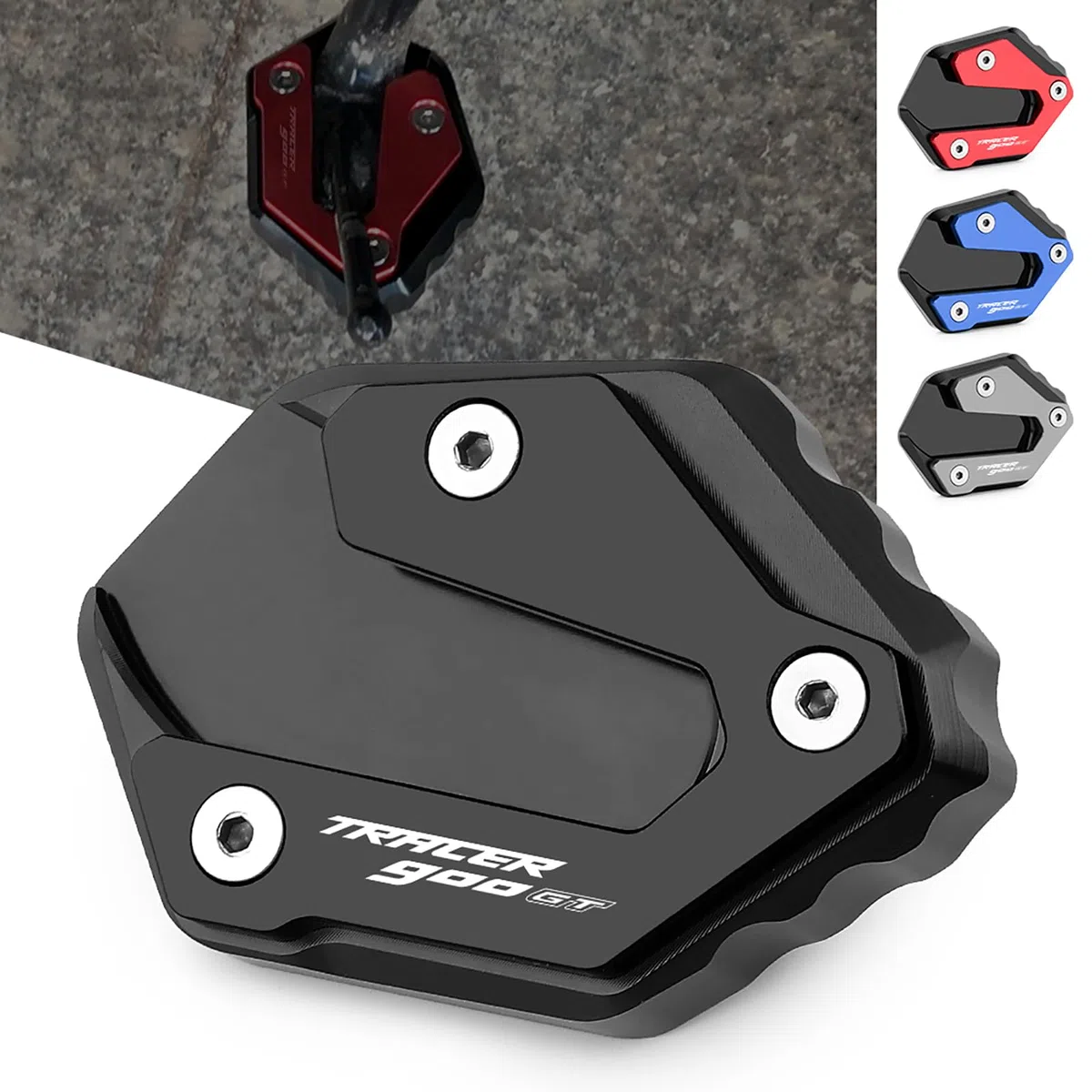 Motocicleta Soporte Pie Caballete Lateral Enlarger Placa CNC Aluminio Pad Para TRACER 900 GT 2018-2024