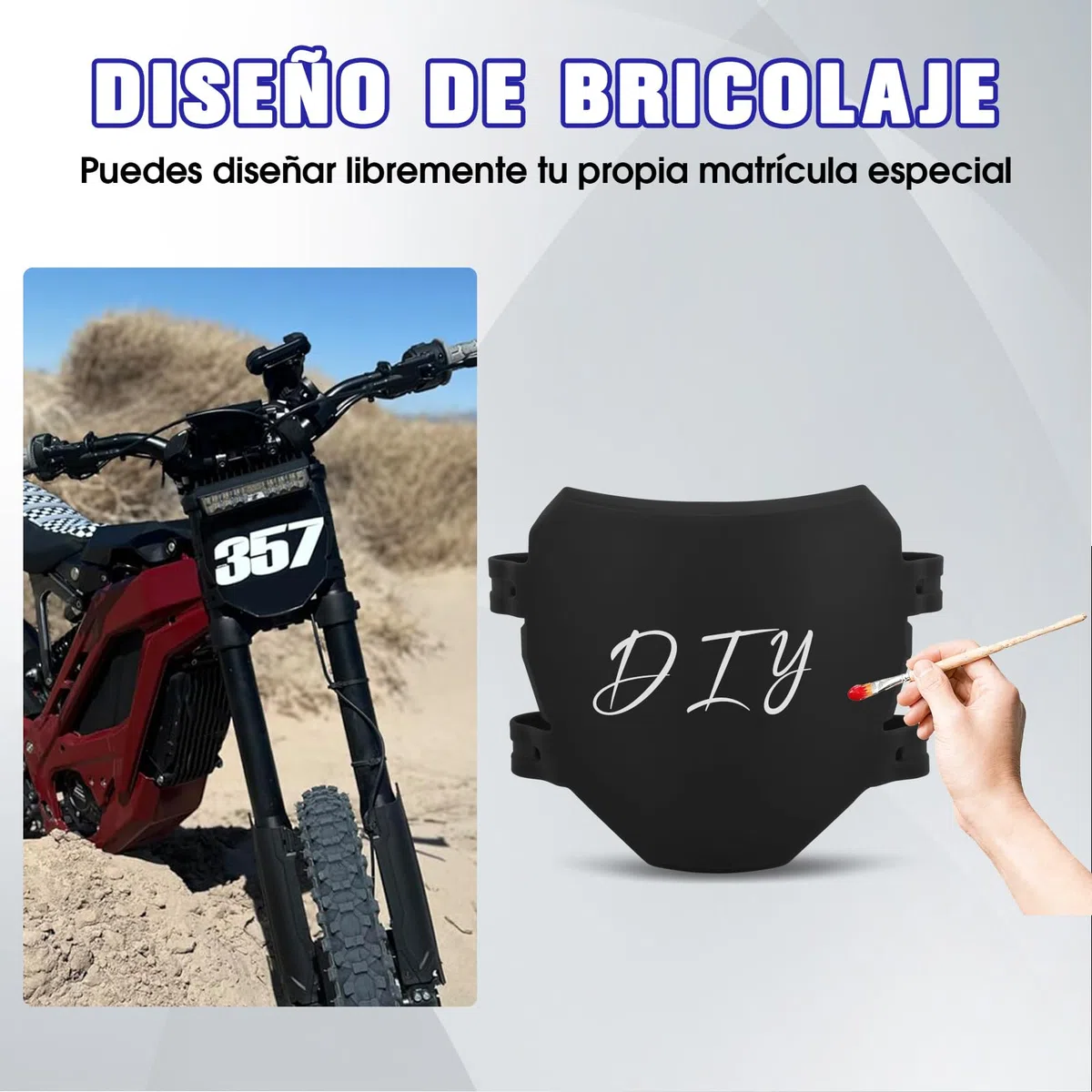 Placa de matrícula delantera universal para motocicleta Surron Light Bee X/L1e Talaria mx4 sx crf yz yzf E-bike Motocross, color negro