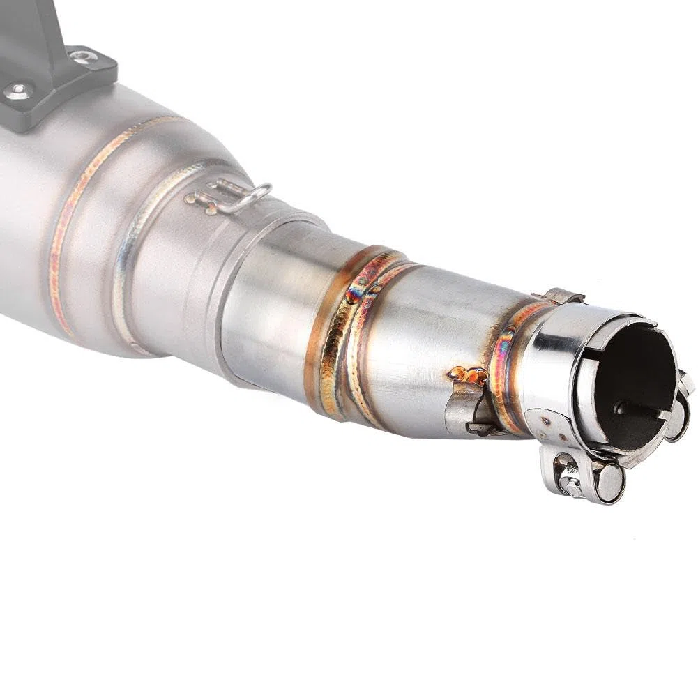 KSTE Tubo Medio de Escape de Motocicleta,Tubo de escape Middle Link y Adaptador de Tubo de Escape, Conector de Tubería de Enlace Medio de Escape de Motocicleta for Kaw-wasaki Z250 Ni-inja 250 13-16