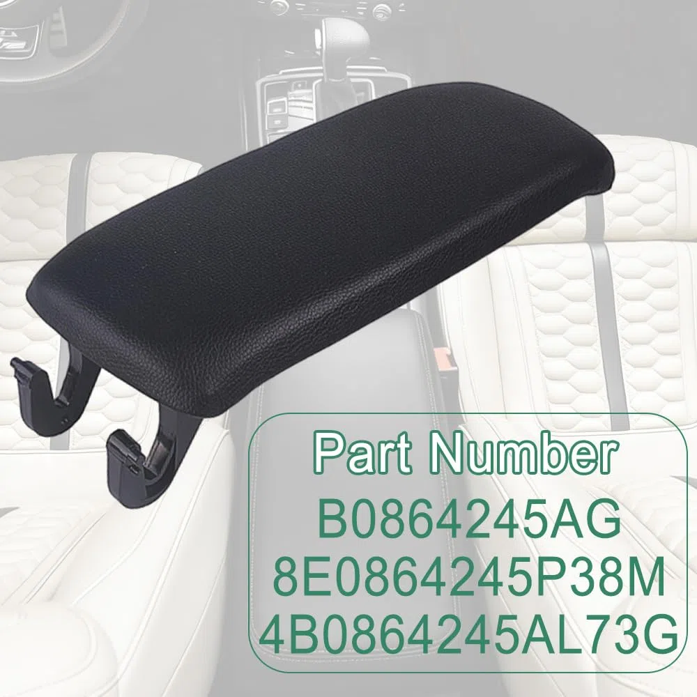 Riloer Cubierta de cuero para la tapa del reposabrazos de la consola central, compatible con Audi A6 C5 2001-2004, C6 2004-2006, A4 2000-2006 S4 2000-2006, 4B0864245AG Negro