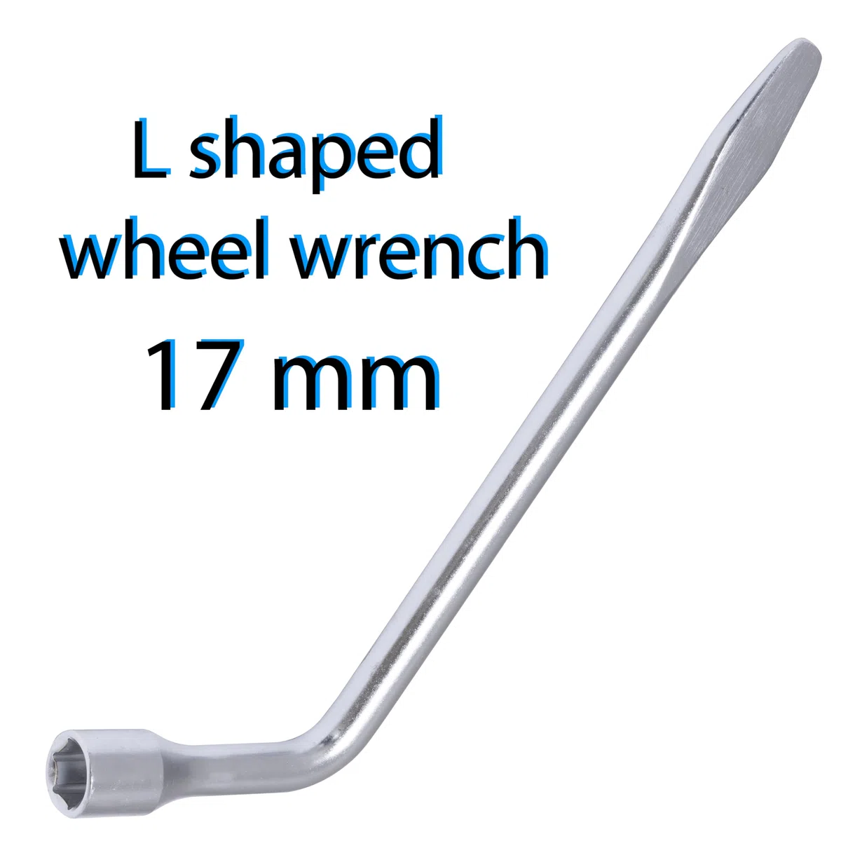 AERZETIX - C68472 - Llave de desmontaje rueda 17mm en ''L'' 295x95x25mm con 6 lados con manija destornillador plano - en acero Cr-V