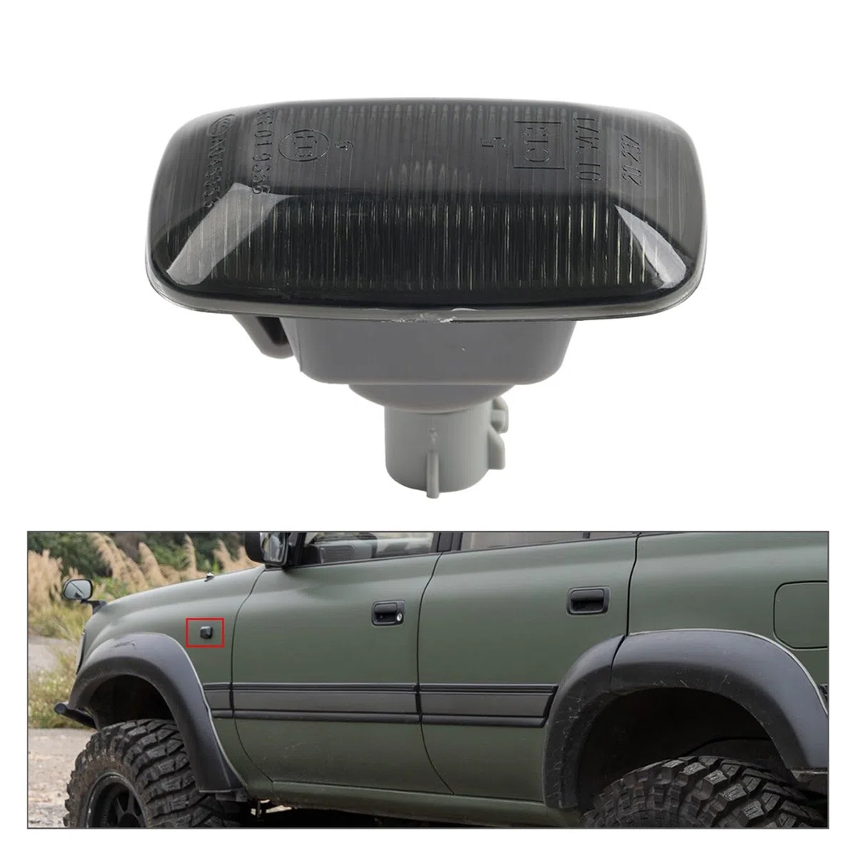 Luz Indicadora Intermitente Espejo Para Toyota Para Land Para Cruiser Serie 70 80 90 100 Luz Posición Lateral Para Guardabarros 1 Unidad 81731-20192(Black Lens)