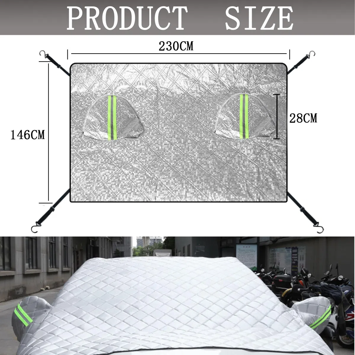 Funda de Parabrisas de Invierno para Coche 230 * 146cm Windscreen Cover Cold Protector Parabrisas Hielo Coche Protector Parabrisas Coche Cubierta Nieveparabrisas Protege