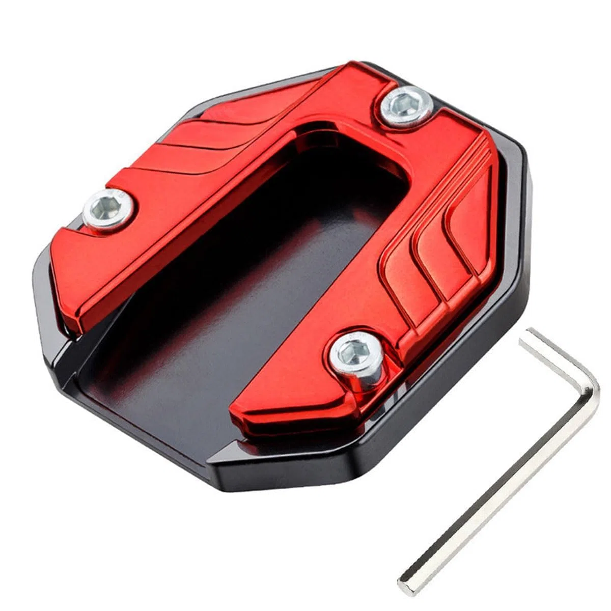 Extensor de Caballete Lateral Moto para AJP PR7 Adventure 650, Placa Ampliadora de Pie Base Antideslizante de Aluminio para Estabilidad al Aparcar,Normal-C/Red