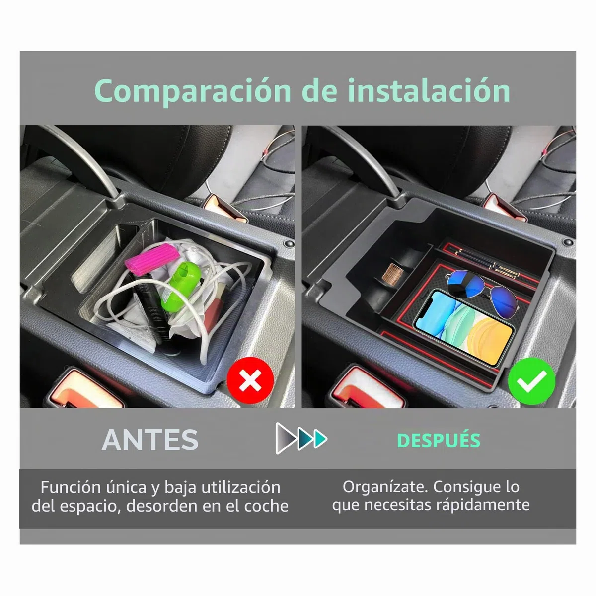GAFAT Seat Ateca FR Facelift/Cuprα Ateca 2017-2025 2026 Caja de Almacenamiento para Consola Central, Reposabrazos Organizador para la Guantera, Seat Ateca Accesorios (Rojo)