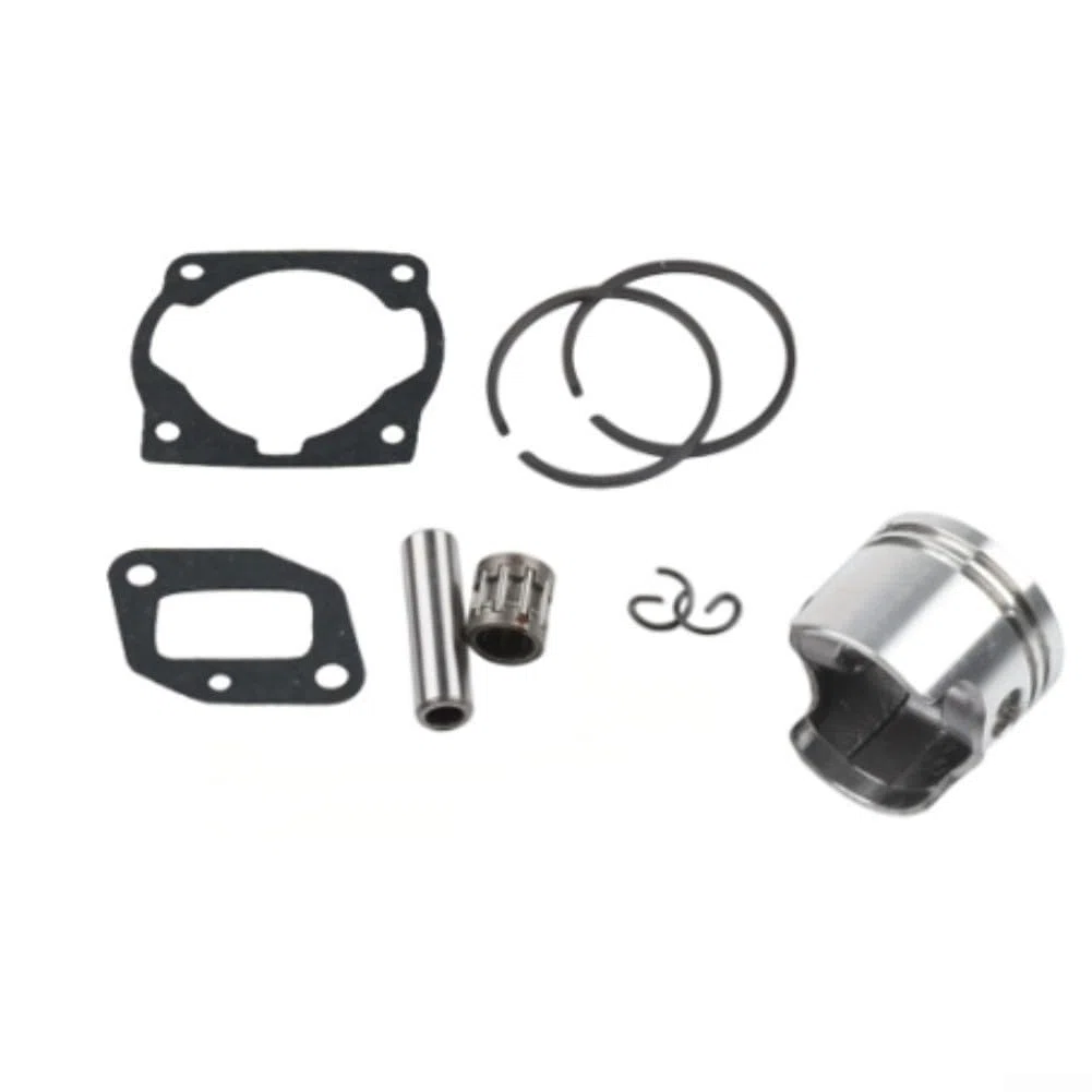 Cilindro de metal de 44 mm y kit de repuesto de pistón para motores de desbrozadora 52CC 44-5 con refuerzo integrado (A)