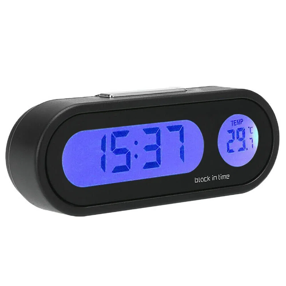 Riloer Reloj de temperatura digital LCD para coche con luz negra para coche, bicicleta, moto, camión