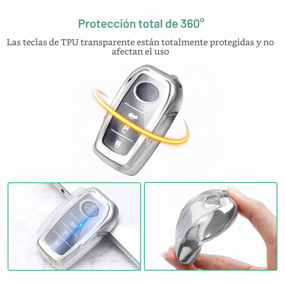 GAFAT Compatible con Toyota C-HR ii 2025 2026/ Yaris Yaris Cross Aygo X 2021-2026 Funda para Llave, Carcasa Llave Protector, Gel de Sílice TPU, Yaris Cross Accesorios, CHR 2025 Accesorios (Plata)