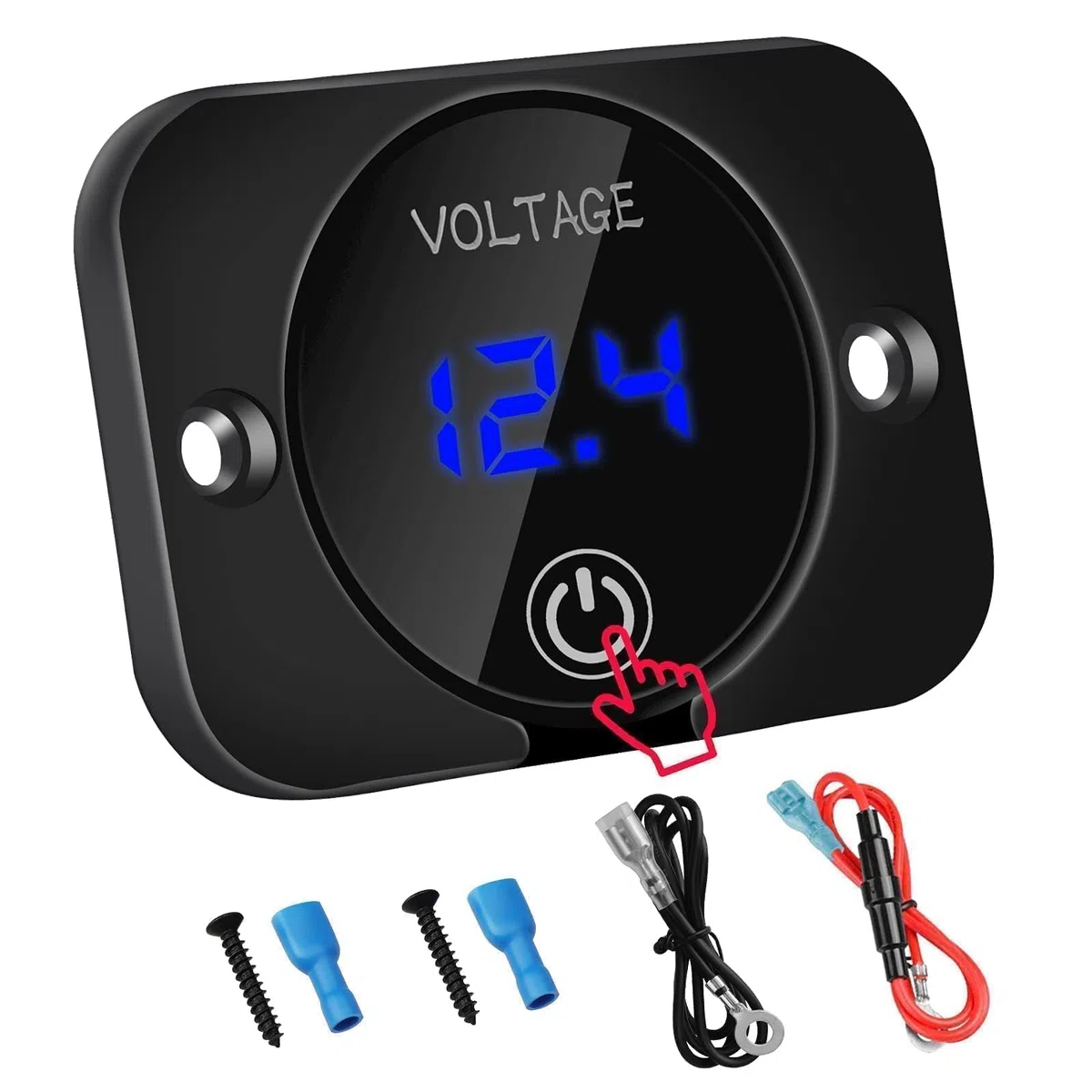 Linkstyle Voltímetro Digital LED 12V 24V CC, Monitor de Voltaje Impermeable para Vehículo con Polaridad Inversa Protegida para Coche Moto Barco, Azul