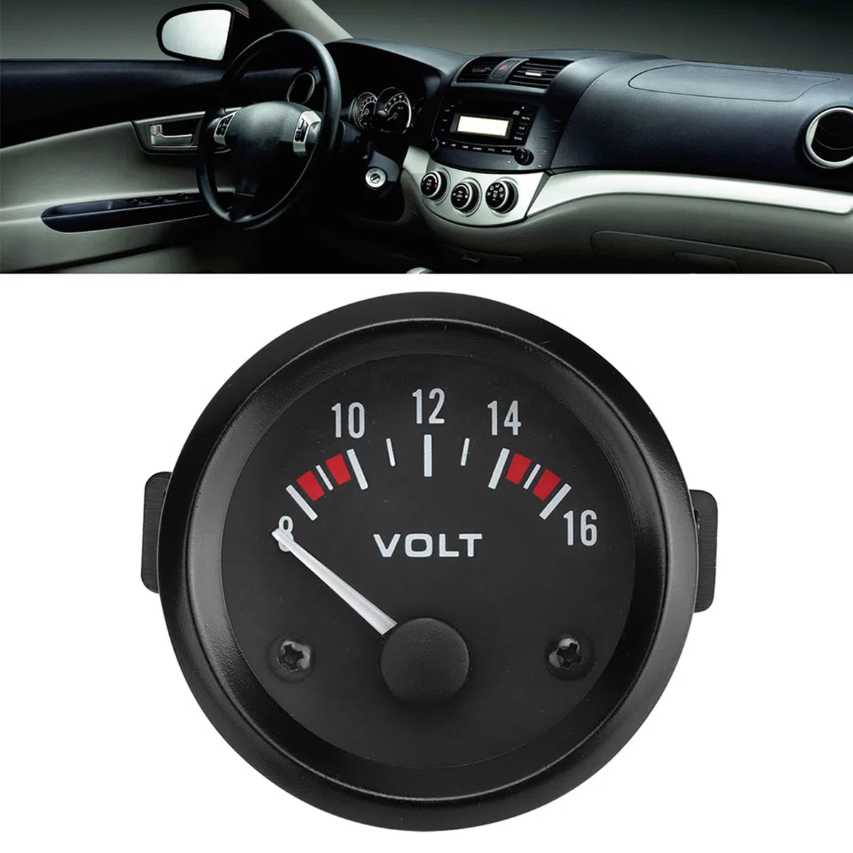 Voltímetro para Automóvil, Voltímetro Universal para Automóvil 12V 52 Mm Medidor de Voltaje Redondo 8-16V BX100007 para la Mayoría de los Automóviles de 12V