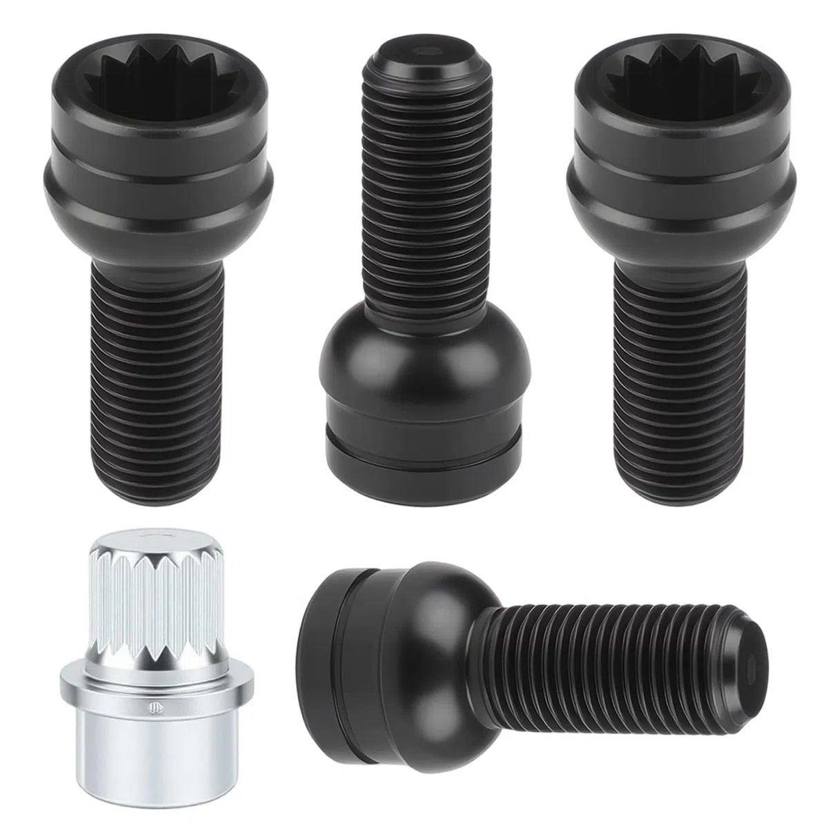 4 Piezas Tornillos Antirrobo Coche M14 x 1,5 mm y Tuerca de Seguridad, Rueda antirrobo de acero OE: 8D0601139F para Protección y Seguridad de Ruedas Compatible con VW Jet/ta BM/W