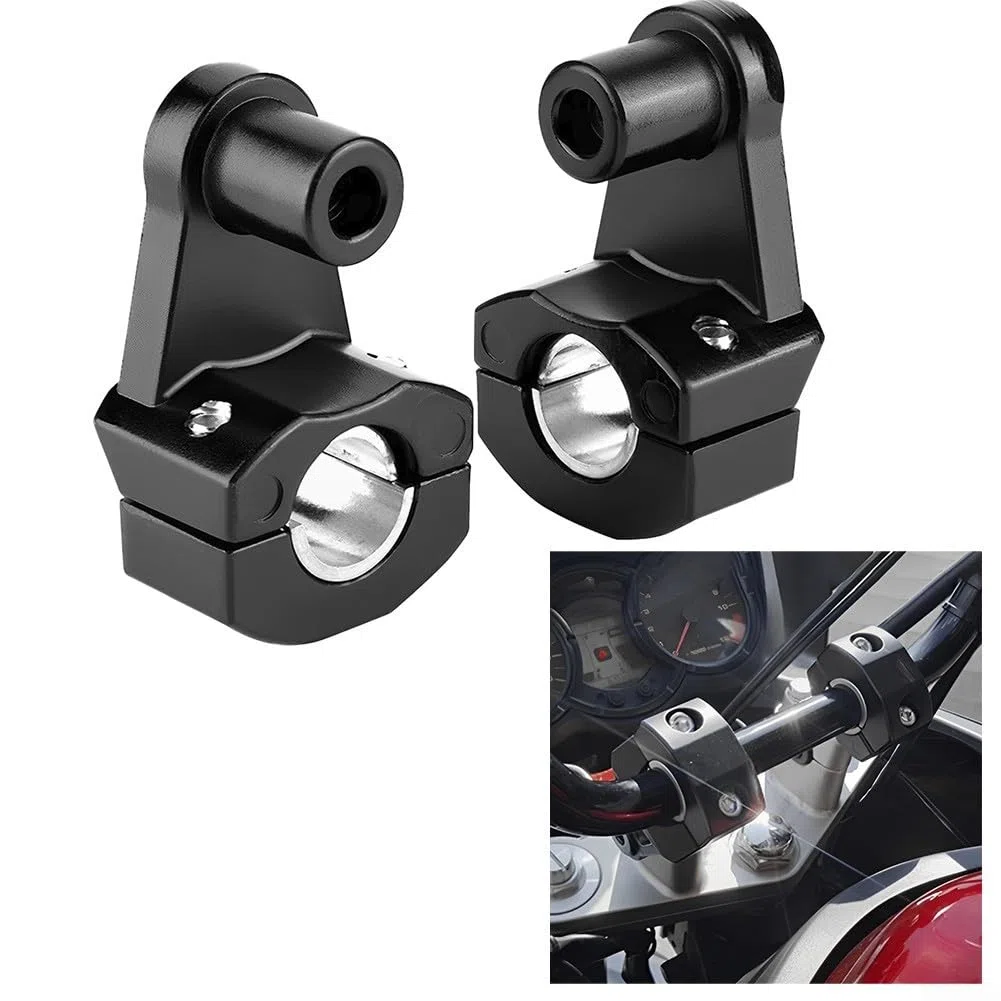 Elevadores de manillar de 22 mm y 28 mm, accesorios de motocicleta de aluminio de zinc para un mejor manejo (negro)