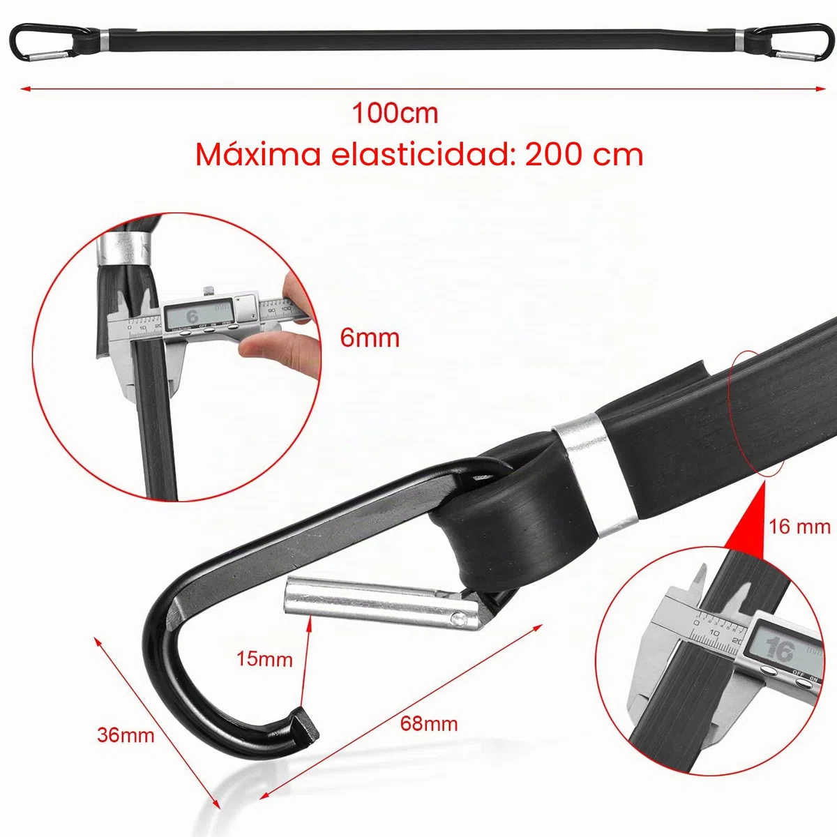 Pulpos Elasticos Transporte con Mosquetón, 4pcs 100cm Cuerda Elastica con Ganchos, UNOLIGA Tensores Elasticos para Lona de Piscina, Moto, Portabicis Coche, Equipaje (Versión Reforzada 1.1.2023)