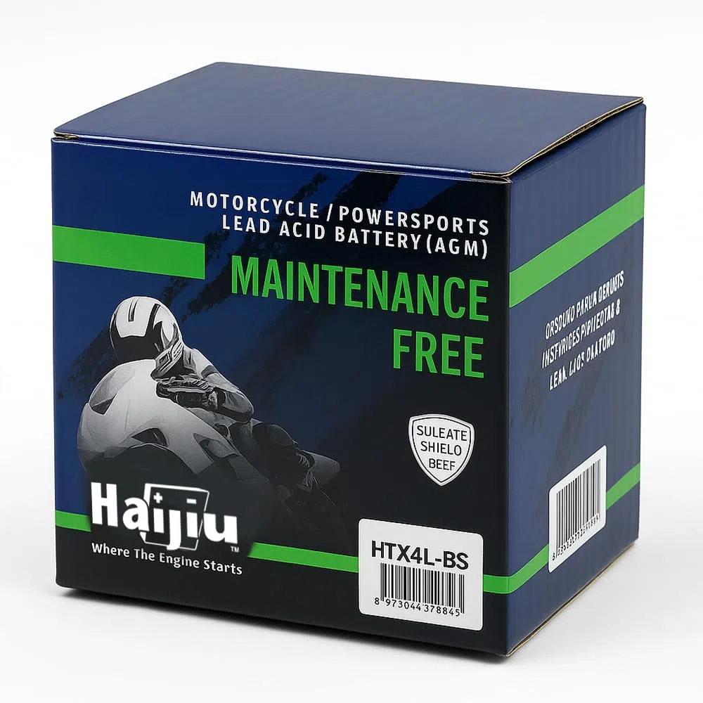Haijiu HTX4L-BS - Batería AGM 12V para Moto - Libre de Mantenimiento, Alta Durabilidad