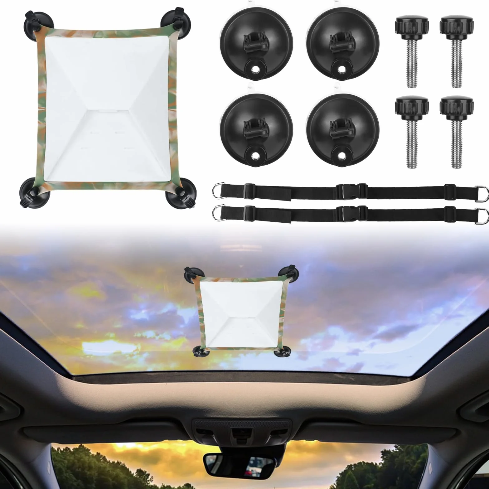 Starlink Mini Sonnendach Saugnapf Halterung Starlink Mini Schutzhülle Starlink Mini Silikon Cover Autohalterung mit zwei verstellbaren Riemen zum Tragen auf Wander- und Campingausflügen