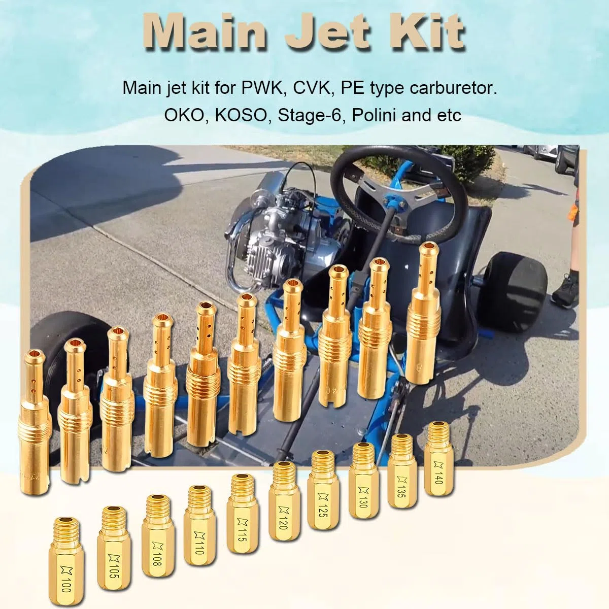 Kit de 20 chiclés principales de carburador para PWK Keihin OKO CVK KOSO PE PWM 10 chiclés principales 100 105 108 110 115 120 125 130 135 140 10 chiclés de piloto 32 35 38 40 42 45 48