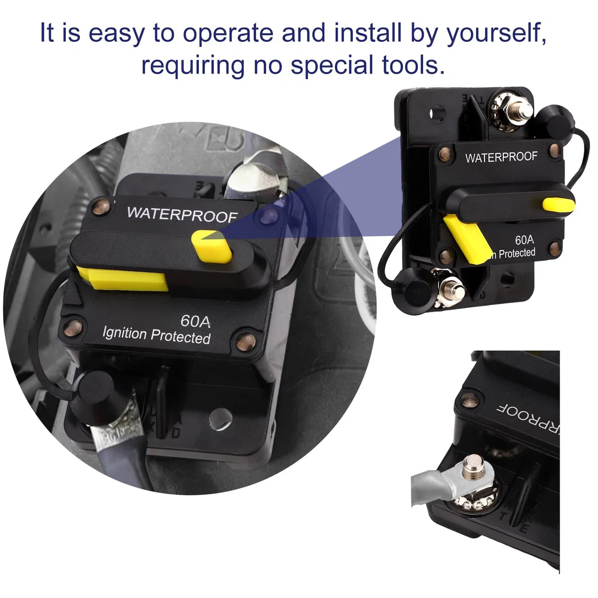 Disyuntor 1865115 MKR-27 para Minn Kota, Repuesto de Disyuntor Marino de 60 Amperios Compatible con Motores Eléctricos Pesca Arrastre Minn Kota 12 V/24 V/36 V/48 V