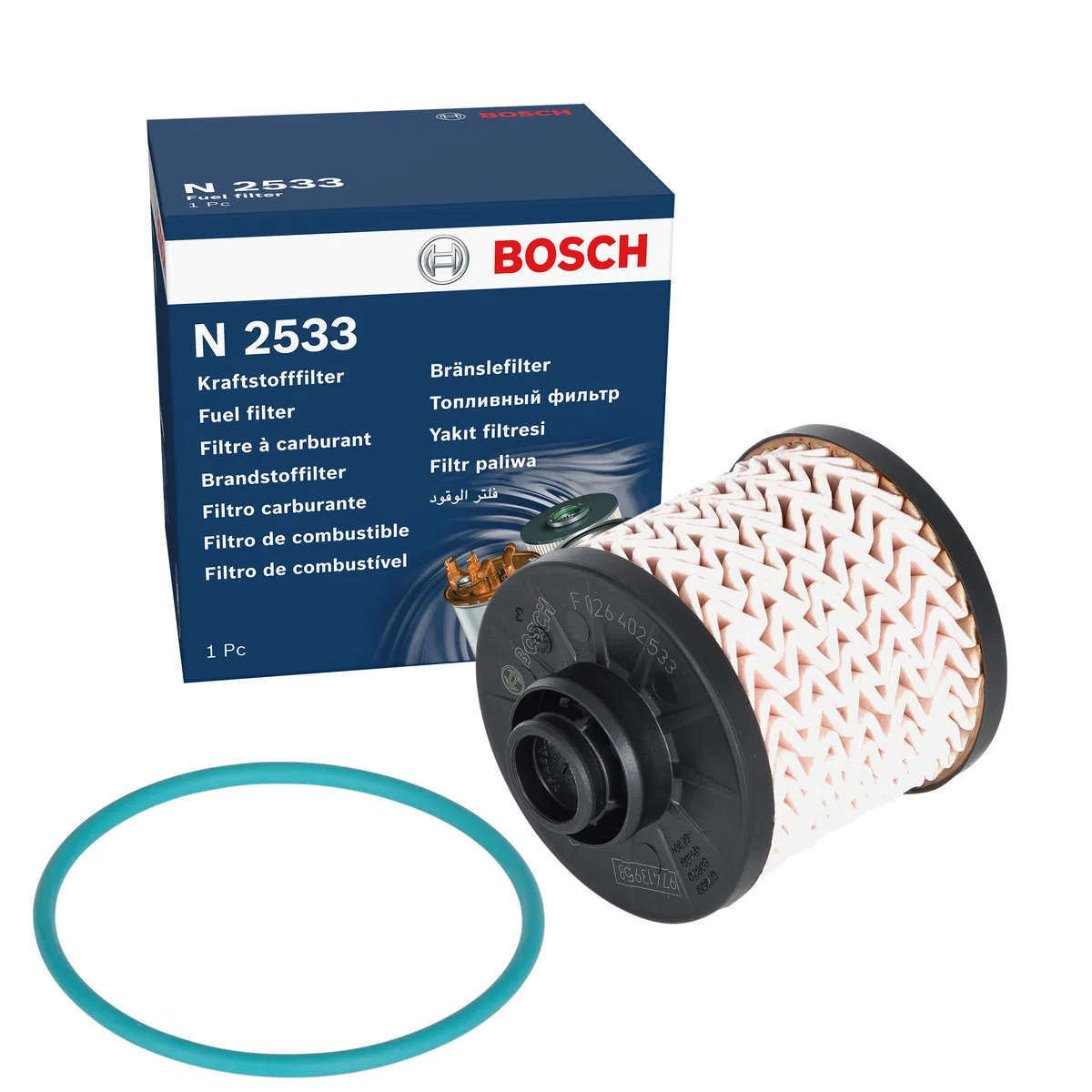Bosch N2533 Filtro Diesel para Coche - Separa Partículas y Agua del Combustible, Protege el Sistema de Inyección