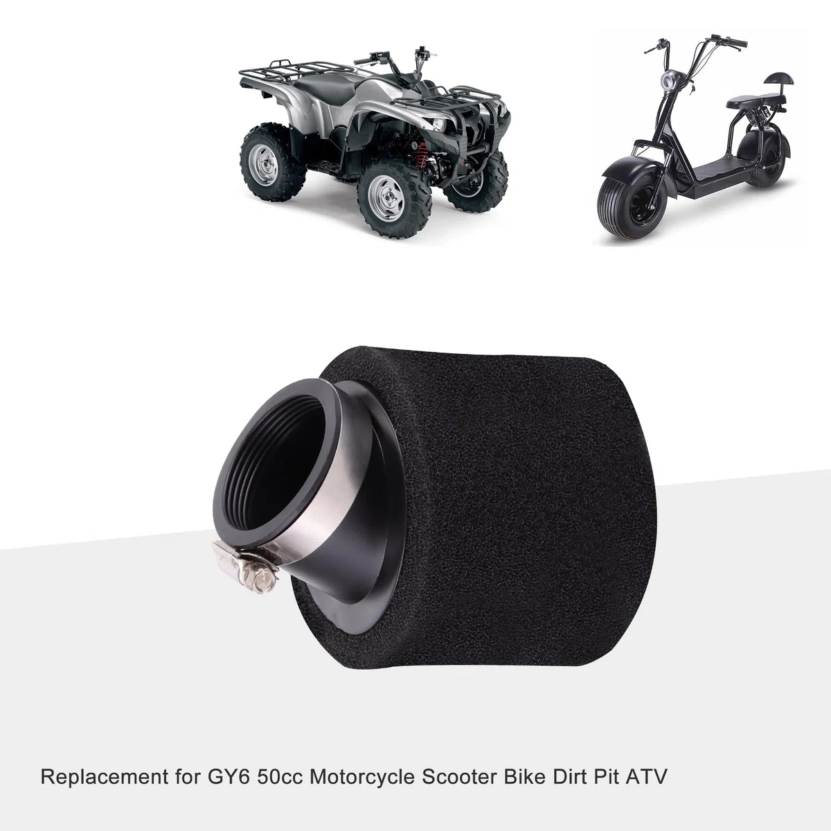 GOOFIT 48mm Filtro De Aire Negro Carreras Reemplazar Para GY6 50cc Motorcycle Scooter Bike Dirt Pit ATV