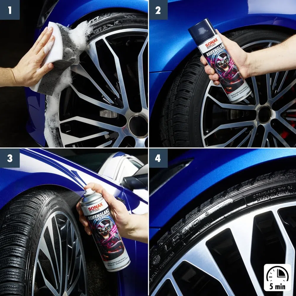 SONAX Brillo para neumáticos Black Beast Effect (500 ml) - el Gel Brillante para neumáticos Que consigue un Acabado Negro Brillante óptimo, 04344000-544