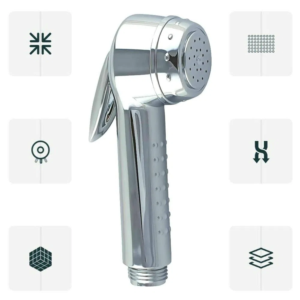 Cabezal de ducha con gatillo cromado de encendido/apagado, flujo de agua caliente y fría, 1,27 cm, cabezal de ducha de mano para autocaravana, caravana, autocaravana, barco, universal