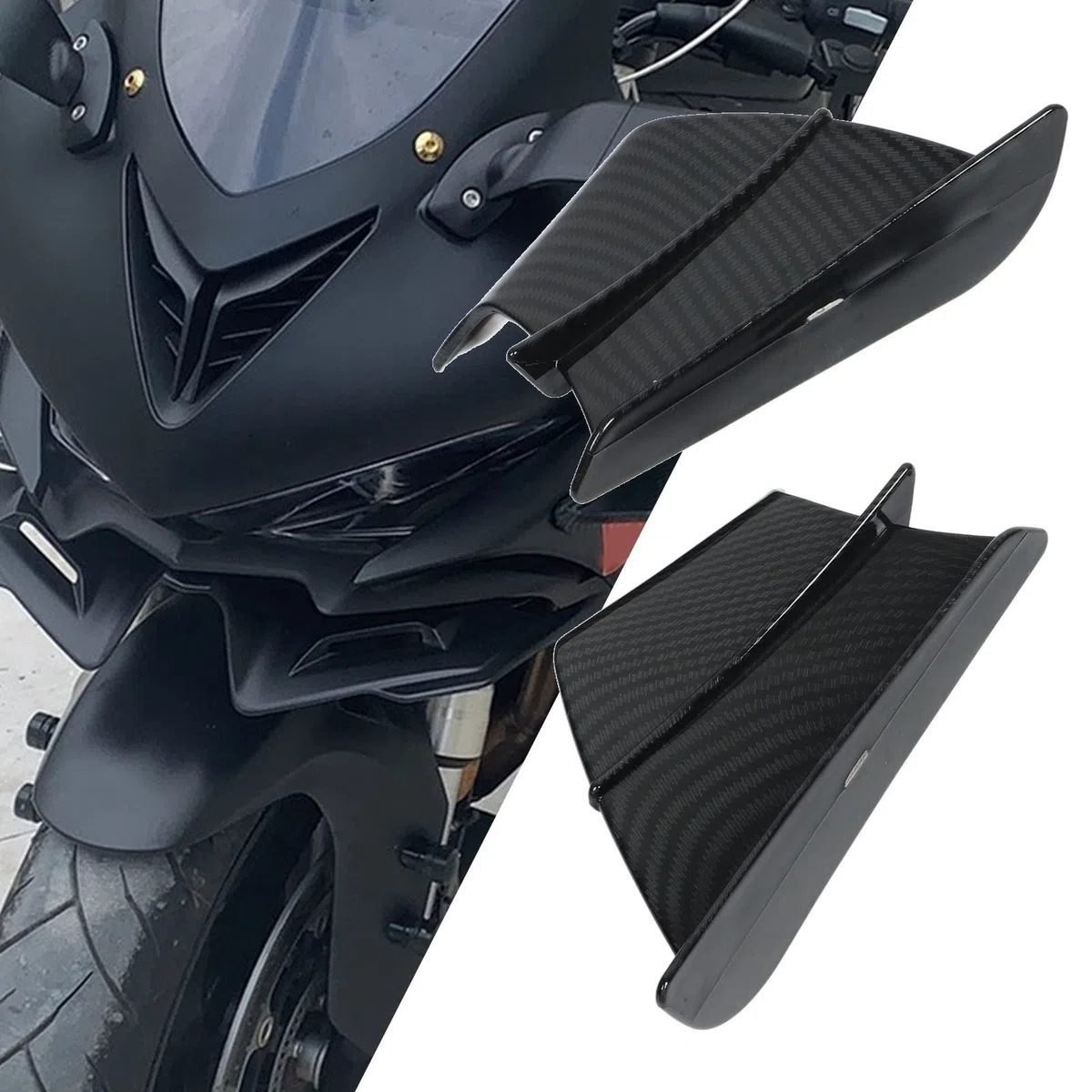 ala de Viento de Motocicleta, Fydun 1 Par Universal Alerones de Motocicleta Estilo de Fibra de Carbono Winglets Aerodinámicos Carenados Laterales Winglets