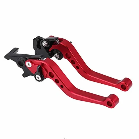 Palanca de freno de embrague, par de 22 mm 7/8 "CNC Aluminio Motocicleta Embrague Palanca de freno de tambor Manija Palanca de freno de embrague universal,(rojo)