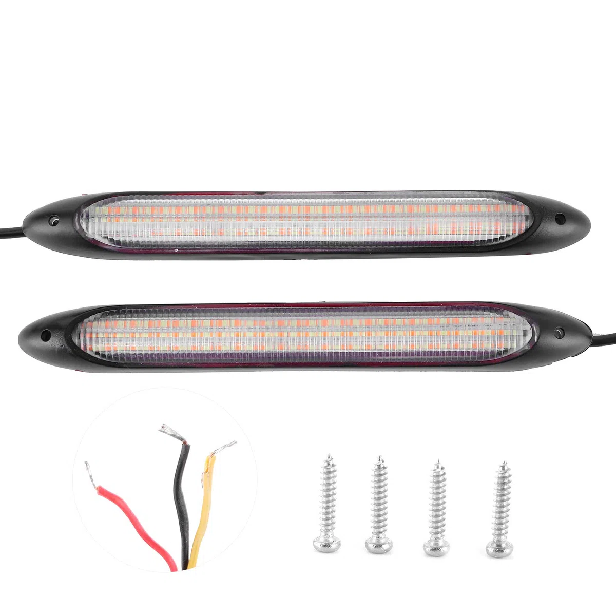 Tira de Luces de circulación de Coche, Akozon Universal 1 par de Luces LED de circulación Diurna Tira de señal de Amarillo Color de luz Impermeable Accesorio de Coche(27.5CM)