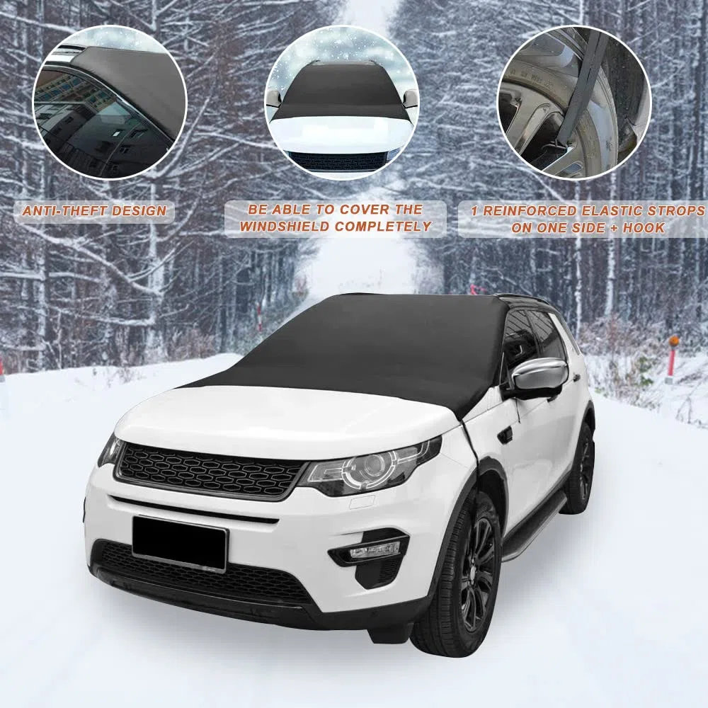 Protector de Parabrisas,Parasol Coche Delantero Exterior,Cubierta de Parabrisas Coche con Ganchos,Cubierta de Nieve para Invierno Verano,Protege de Hielo,UV,Lluvia,Funda Parabrisa Delantero Universal