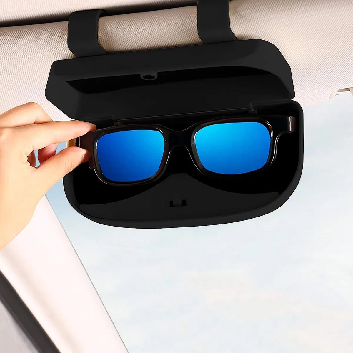 Soporte para Gafas de Sol para Coche, Estuche para Gafas, Caja de Almacenamiento, Funda para Gafas, Accesorios para el Interior del Coche Se Aplican a Todos los AUT (Negro)