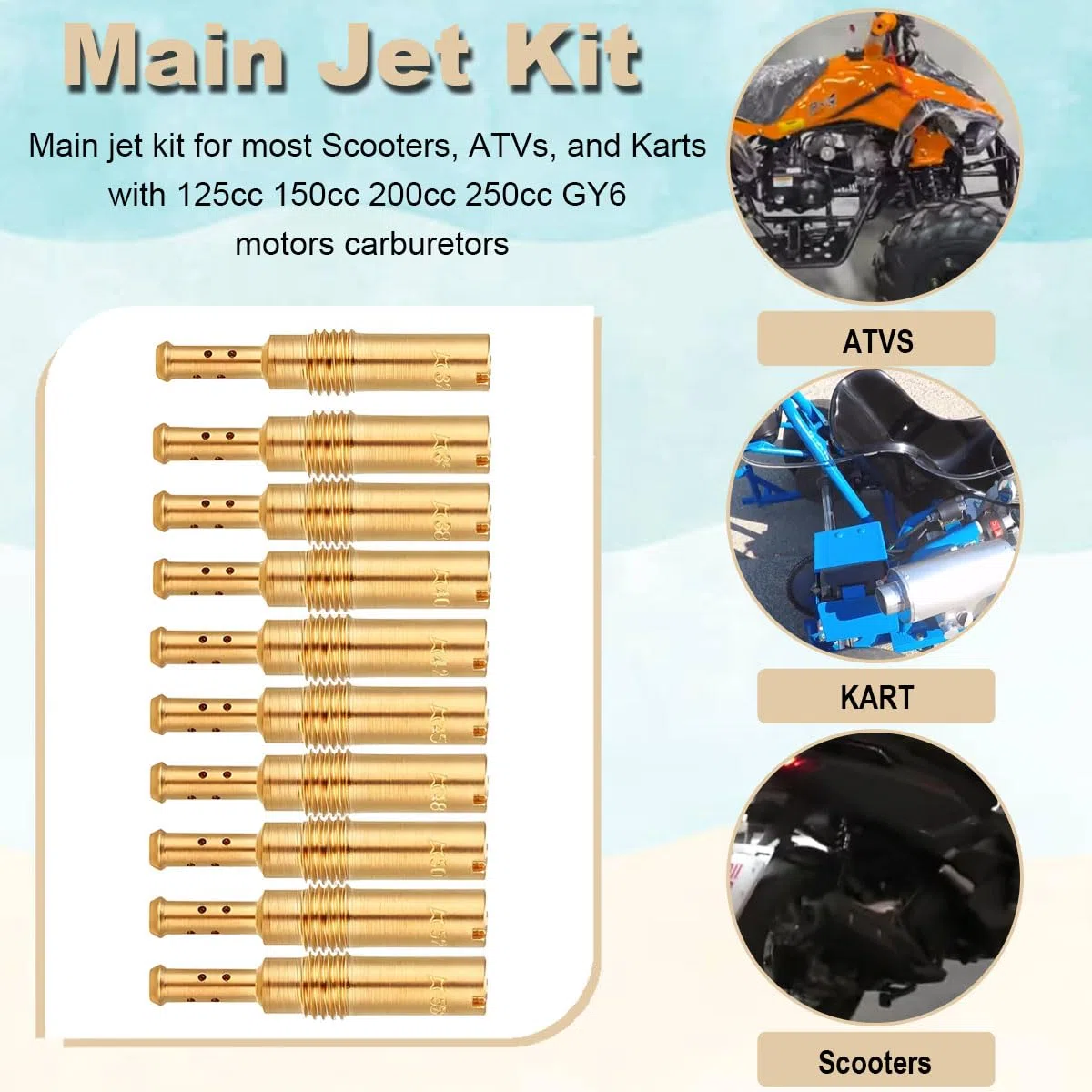 Kit de 20 chiclés principales de carburador para PWK Keihin OKO CVK KOSO PE PWM 10 chiclés principales 100 105 108 110 115 120 125 130 135 140 10 chiclés de piloto 32 35 38 40 42 45 48