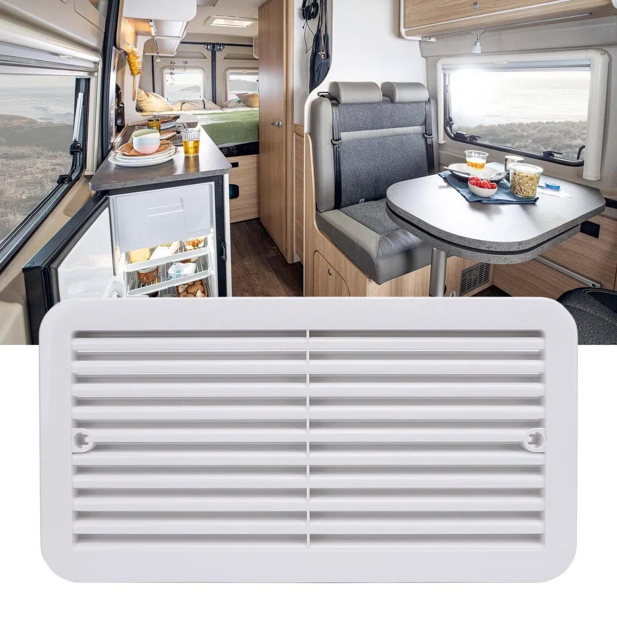Rejilla de ventilación lateral para caravana de 13.7 x 7.3 pulgadas, resistente a los rayos UV, cubierta de rejilla de ventilación rectangular para camping, vehículo, autocaravana, remolque, por