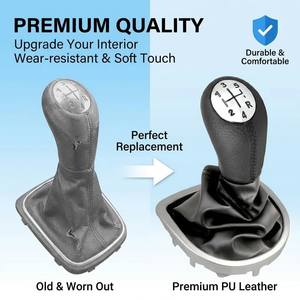 Pomo Palanca de Cambios 5 Velocidades Cuero Premium Reemplazo Directo para Renault Clio 3 Megane Twingo Scenic Kangoo Laguna Modus Compatible con 8200379961