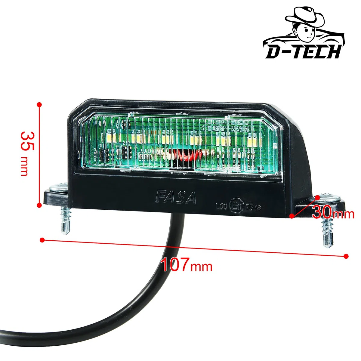 D-TECH 2 Piezas Luz de Matrícula LED remolque, pilotos de Matrícula Trasera LED Luz de Placa de Matrícula 12V 24V Impermeable para Remolque, Camión,Luces matrícula caravana homologada