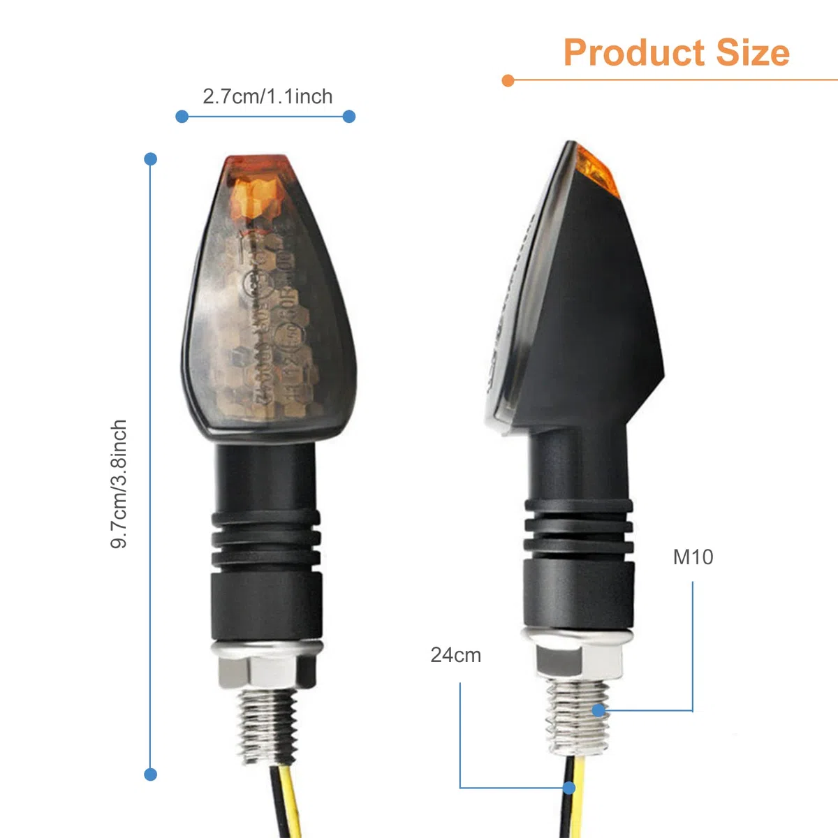 RUIZHI Intermitentes Moto Homologados, Luces LED Para Motocicleta de 4 Piezas, E50 12 / 24V Para el DíA y La Noche
