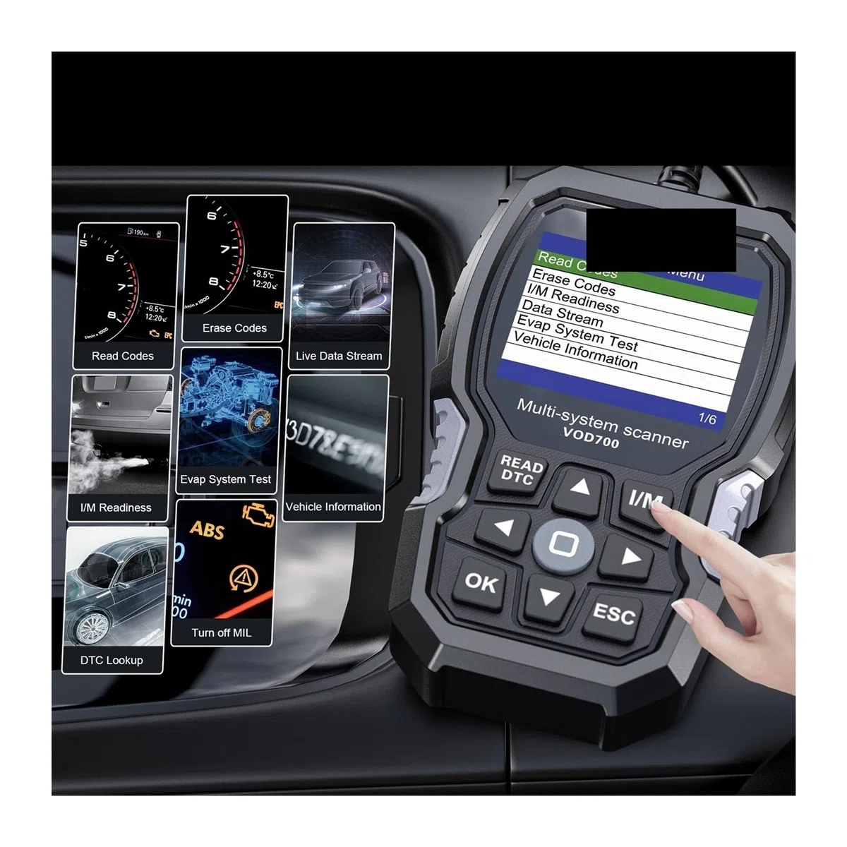 Escáner OBD2 VOD700 for restablecer el Lector de códigos de automóvil, herienta de escaneo de diagnóstico