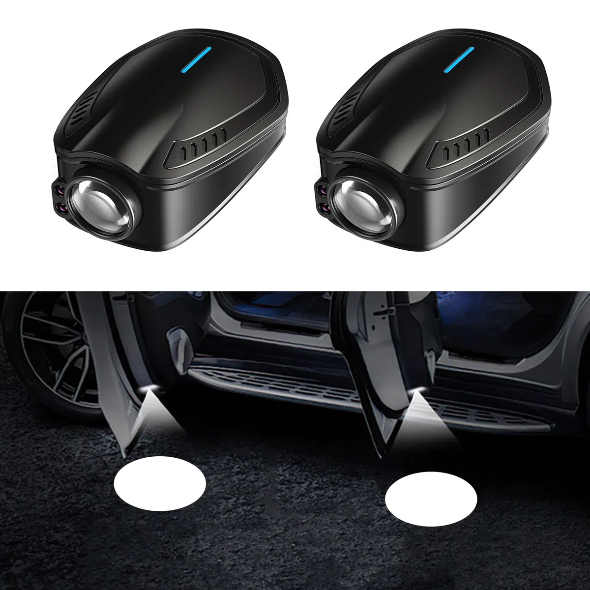 Personalizar Luces LED de Bienvenida, Luces de Bienvenida,Luz Puerta Coche Led, Luz de Bienvenida para Puerta de Coche Proyector LED Puerta Shadow Light, Carga USB, Logotipo Personalizado