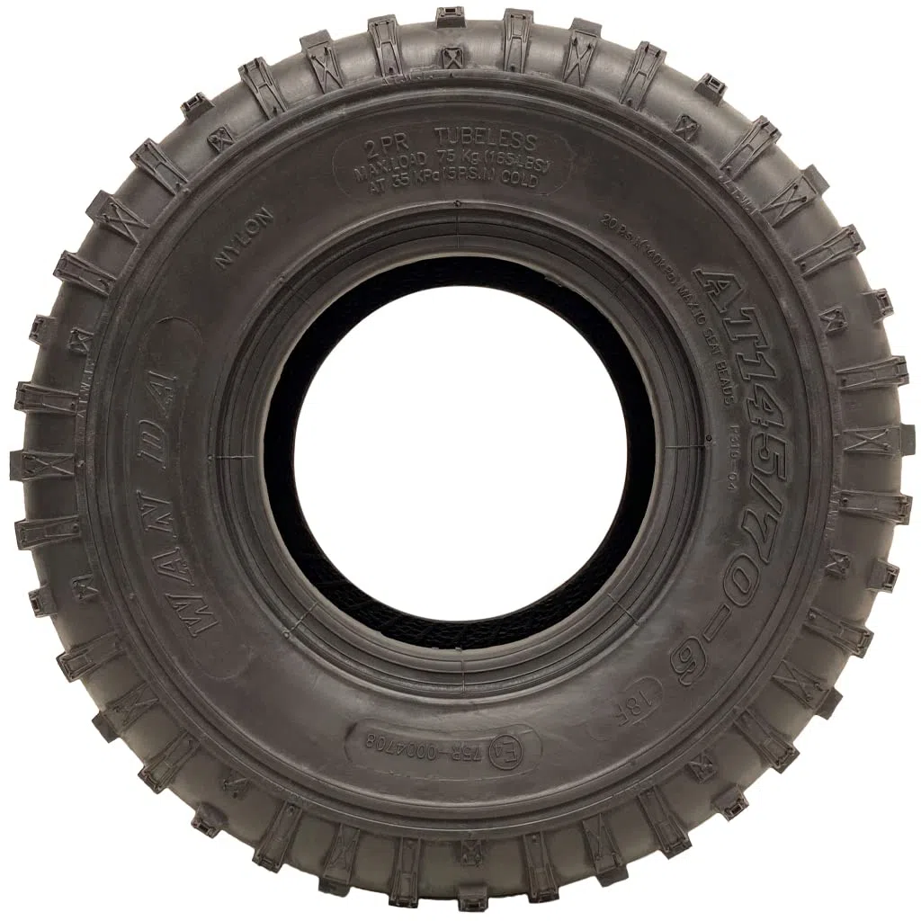 Parnells - 2 Juegos de Neumáticos sin Cámara para Atv, 145/70-6 - 50 cc 90 cc 110 cc, 2 Capas P319 Wanda, Diámetro 355 mm, 140 mm de Ancho, 75 kg - Marca E, Legal en Carretera