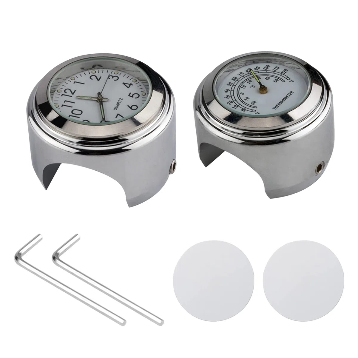 Shkalacar Reloj universal para motocicleta, termómetro de bicicleta, impermeable para manillar de motocicleta, 22-25,4 mm, 7/8 pulgadas, manillar de 1 pulgada