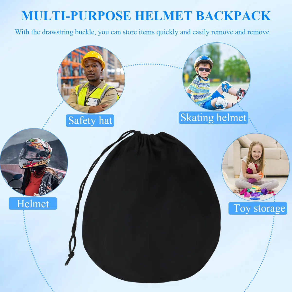 Bolsa para Casco Moto con Correa, Portátil, Mochila Almacenamiento Motocicleta