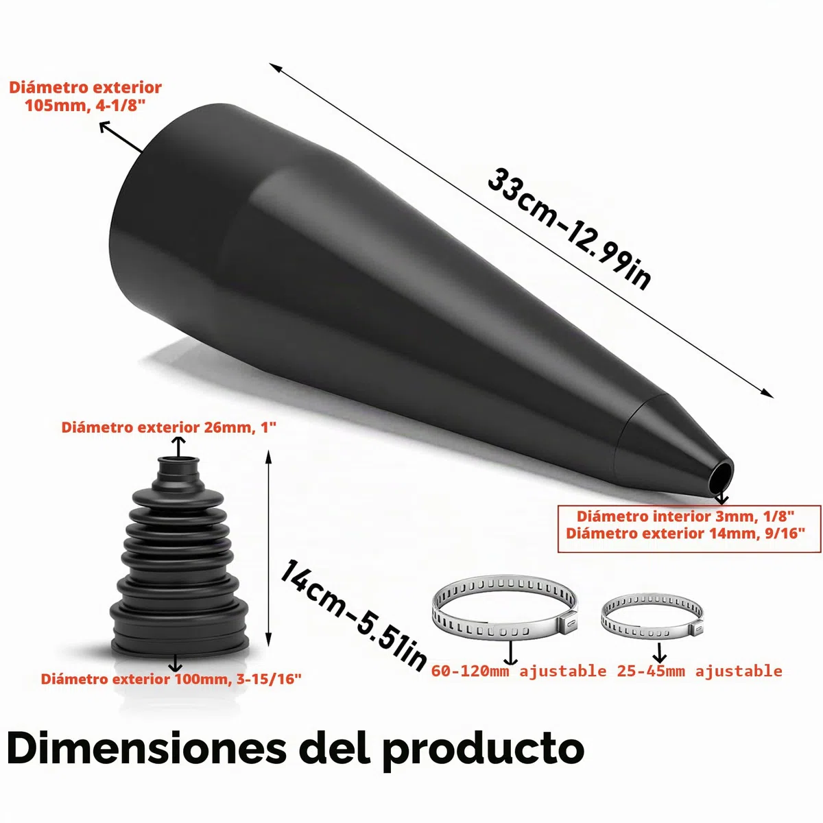 Yuragim Fuelle de eje de accionamiento universal, juego de fuelles de repuesto para manguitos de eje, manguito elástico de eje de accionamiento con abrazaderas de metal y cono de montaje
