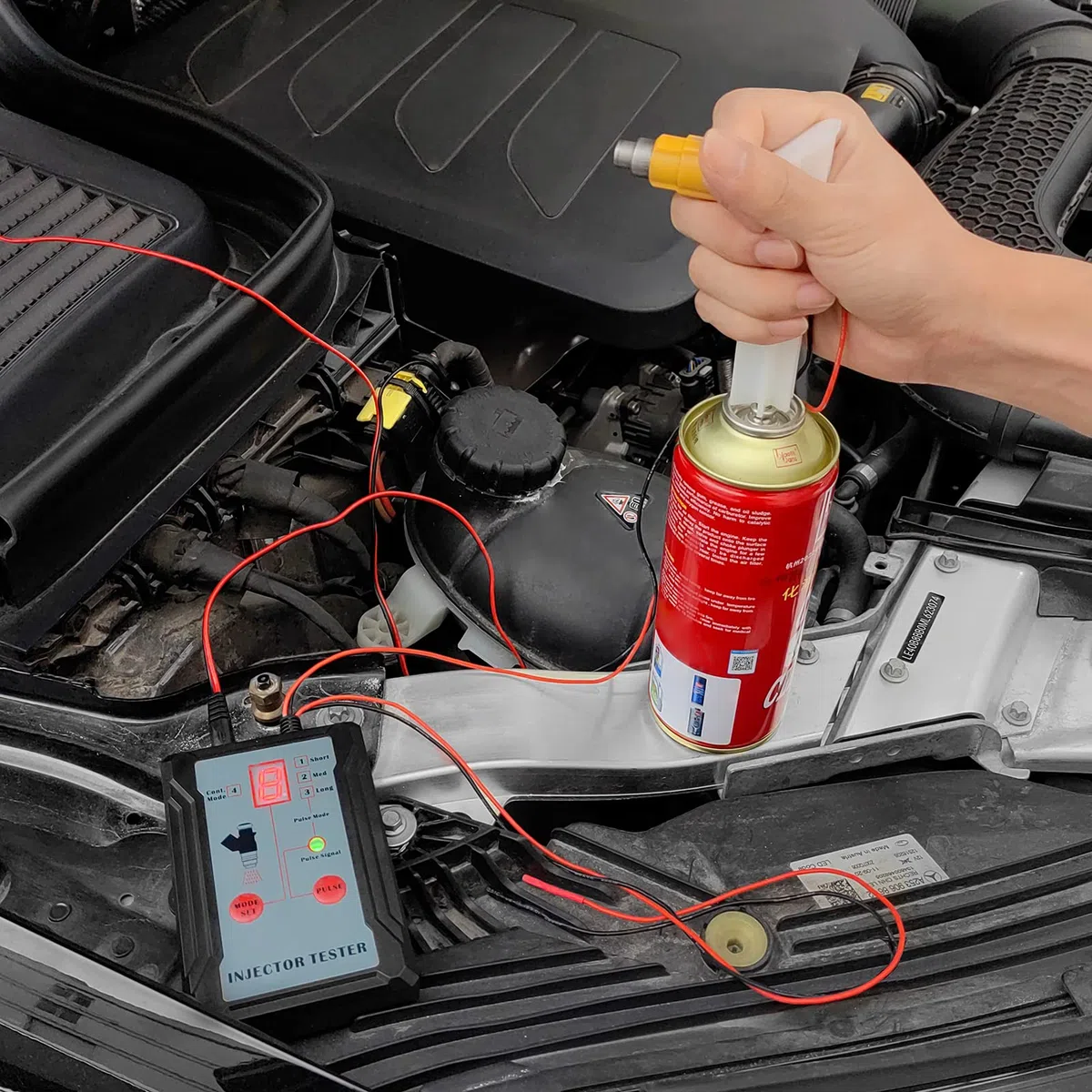 Shkalacar 12V/5V Probador de Inyector de Combustible y Adaptador, Kits de Herramientas de Limpieza DIY para Diagnóstico de Limpieza de Inyectores