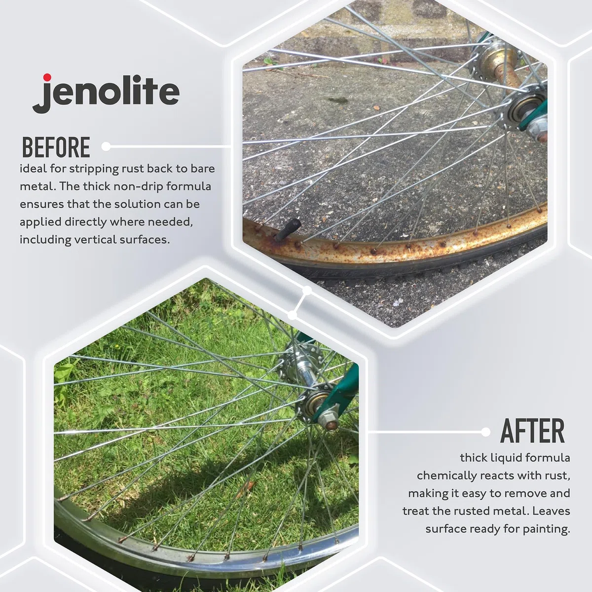 JENOLITE Removedor de Óxido Líquido Espeso | 150 ml | Fórmula Antigoteo | Actúa Rápido | Elimina Óxido Hasta el Metal Limpio | Ideal Para Superficies Verticales y Metales
